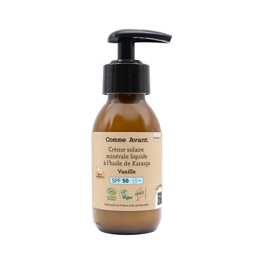 Comme Avant - Crème solaire liquide minérale SPF50 - Vanille - Dès la naissance - Version 2