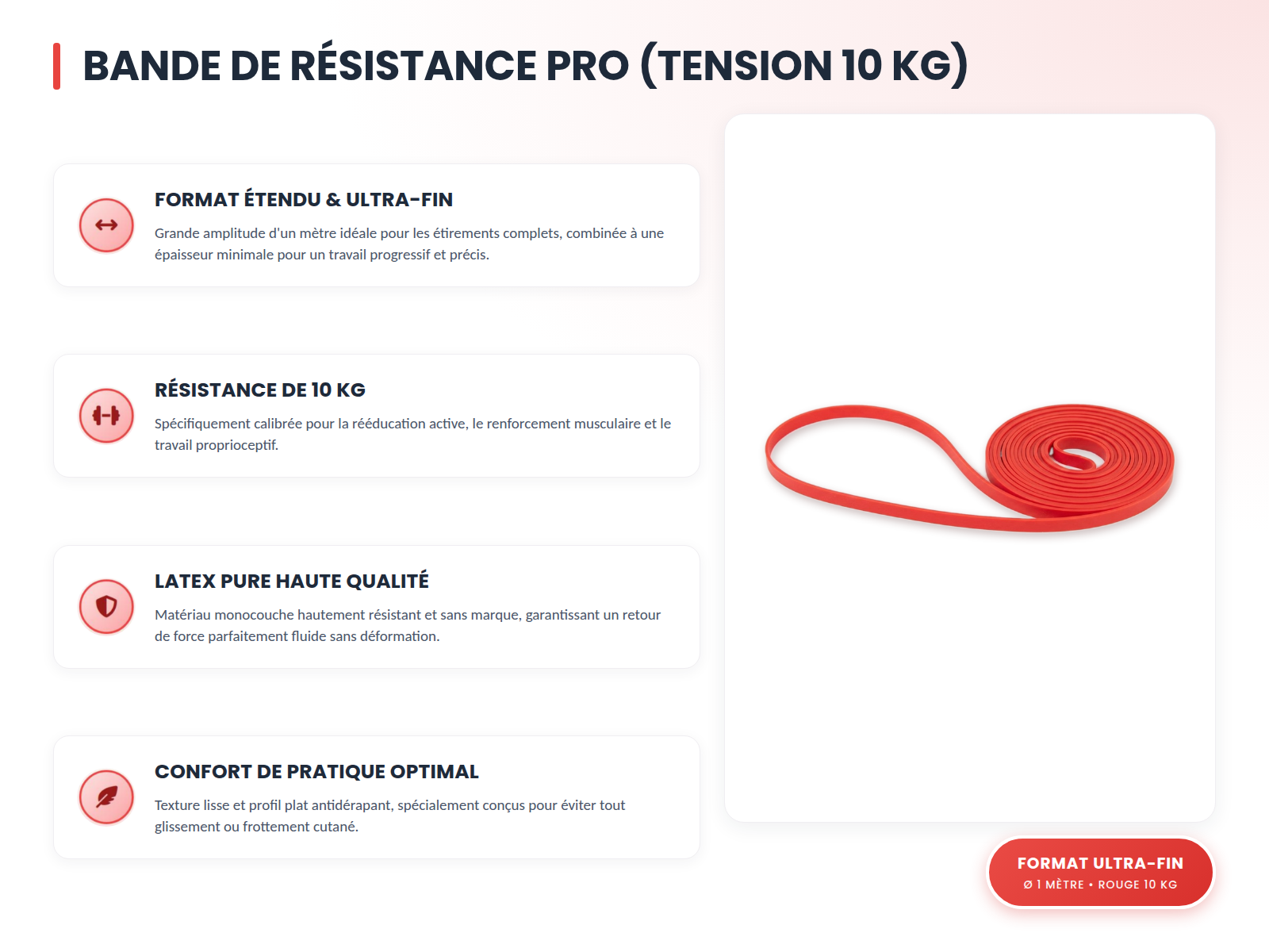 Élastique de rééducation 10kg - 2m