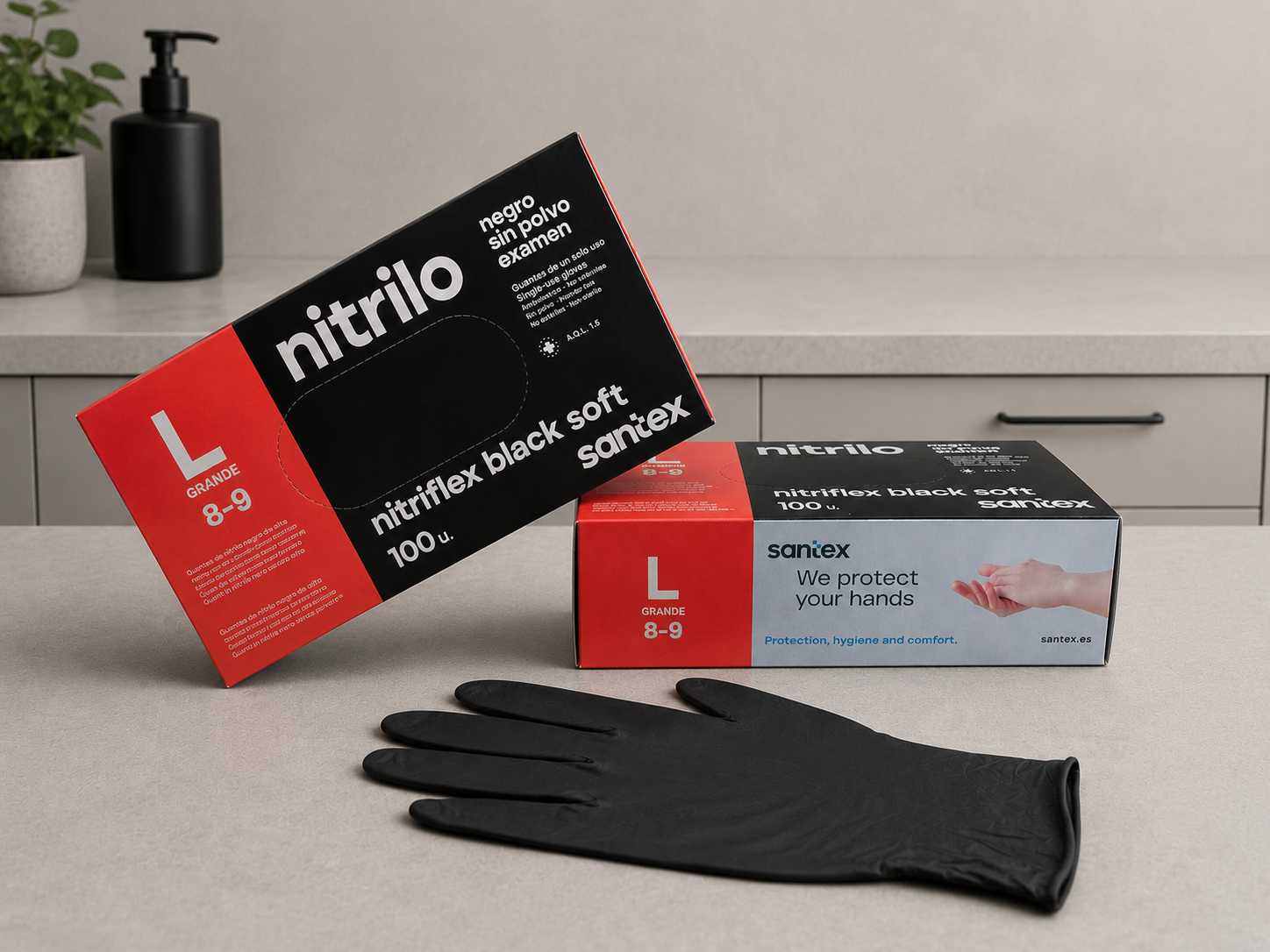 Gants nitrile noir Procian taille L - Boîte 100