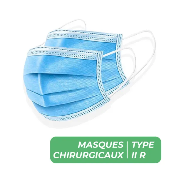 MASQUES CHIRURGICAUX TYPE IIR 3 PLIS BLEUS MEDICLINIC - boîte de 50