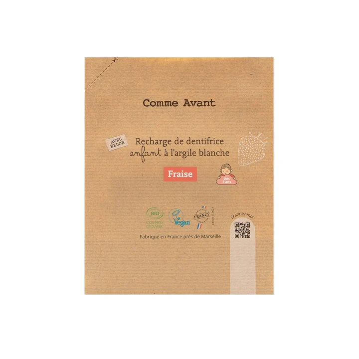 Recharge de dentifrice à l'argile blanche - Fraise - Dès 2 ans- Femmes enceintes et allaitantes - Version 2